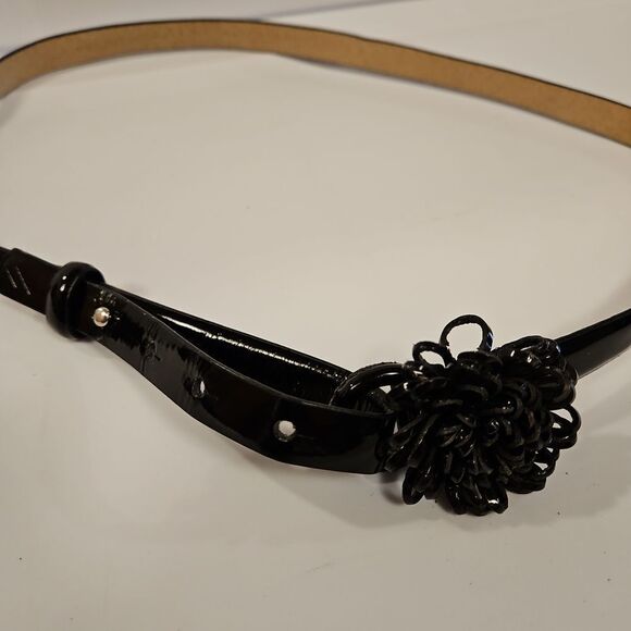 Black Patent Statement Belt sz waist 27-30 - Picture 1 of 3